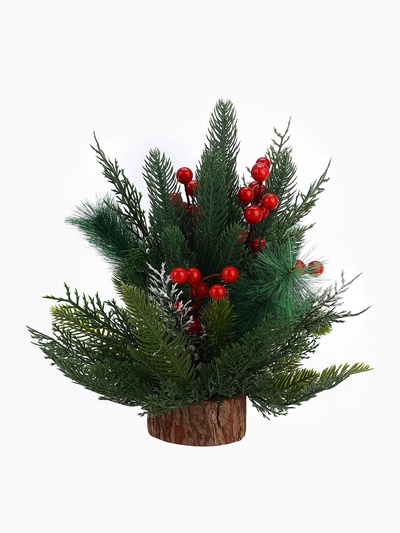 Новогодняя композиция на стол «Зимнее волшебство. Лесной фестиваль» пластик, шишки, ягоды, 30 см