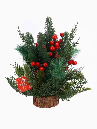 Новогодняя композиция на стол «Зимнее волшебство. Лесной фестиваль» пластик, шишки, ягоды, 30 см