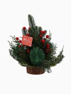 Новогодняя композиция на стол «Зимнее волшебство. Лесной фестиваль» зелень, ягоды, 30 см - фото 60151124