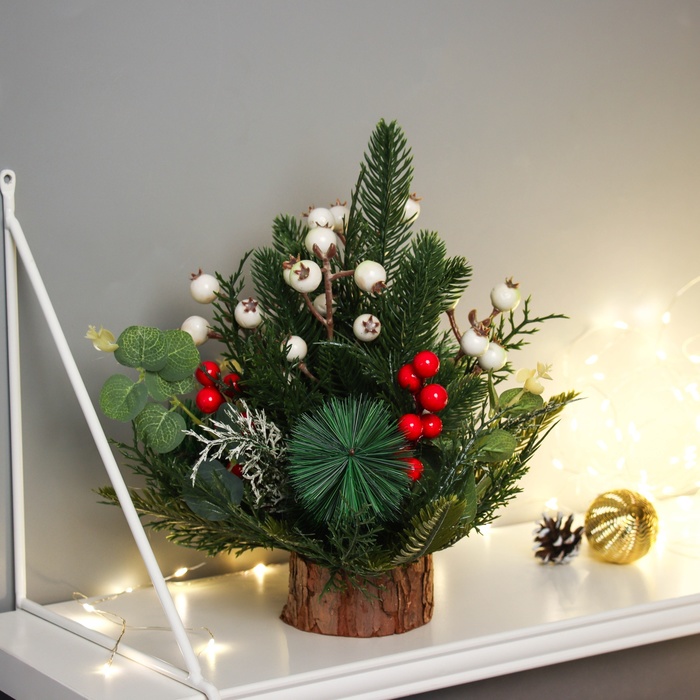 Новогодняя композиция на стол «Зимнее волшебство. Лесной фестиваль», веточки ягод, 30 см - Фото 1