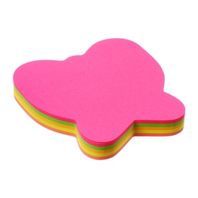 Блок с липким краем 100 листов, 5 цветов, флуоресцентные «Фигурки», МИКС