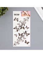 Переводные тату на тело чёрные «Ветка из бабочек», 10×20.5 см 10539342 - фото 16770678