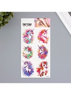 Переводные тату на тело цветные «Единорог с цветами», 10?20.5 см (комплект 2 шт) - фото 42933835