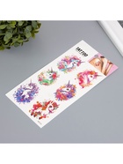 Переводные тату на тело цветные «Единорог с цветами», 10?20.5 см (комплект 2 шт) - фото 42933836