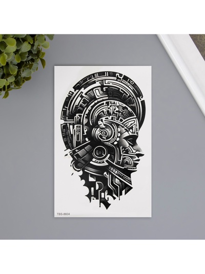 Переводная тату на тело чёрная «Этно человек», 12.3×19 см