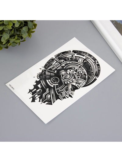 Переводная тату на тело чёрная «Этно человек», 12.3×19 см