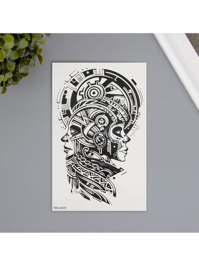 Переводная тату на тело чёрная «Этно. Два», 12×19 см