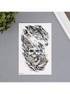 Переводная тату на тело чёрная «Волк с черепом», 12?19 см (комплект 2 шт) - фото 42933946