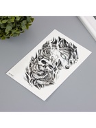Переводная тату на тело чёрная «Волк с черепом», 12?19 см (комплект 2 шт) - фото 42933947