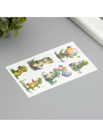 Переводная тату на тело светящиеся с блёстками «Крокодил», 7.5×12 см