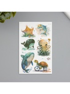 Переводная тату на тело светящиеся с блёстками «Жители океана», 7.5×12 см 10539435