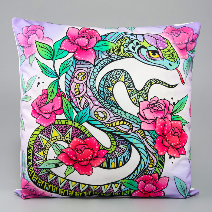 Подушка декоративная «Змея в цветах», 40 см, на молнии - Фото 1