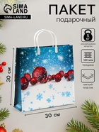 Пакет новогодний «Праздничная синева» мягкий пластик 30×30 см - Фото 1
