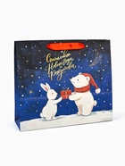 Пакет подарочный крафтовый, «В Новогоднюю ночь», 30×26×9 см - Фото 2