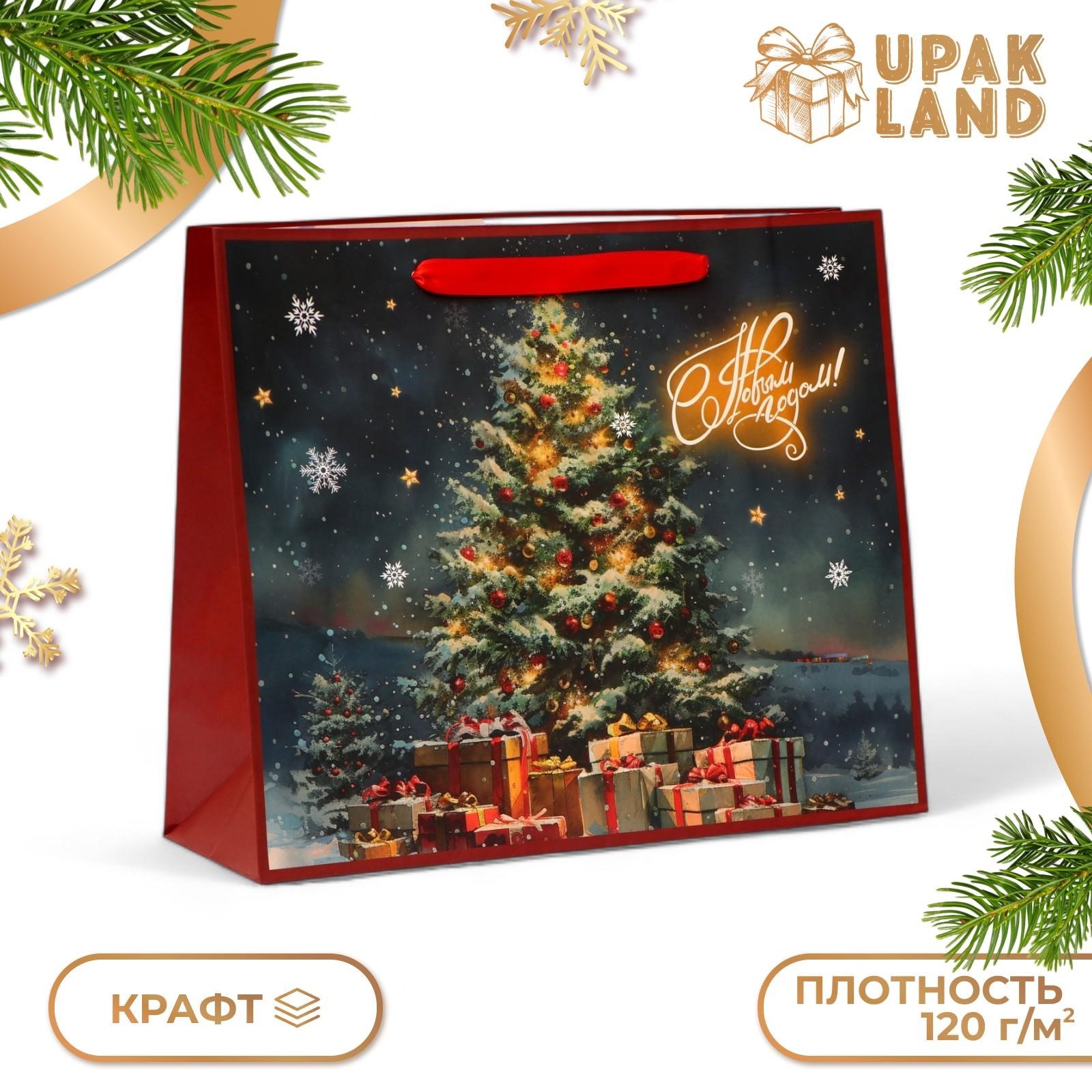 Пакет подарочный новогодний бумажный, "Ёлка", 31 х 26 х 11 см (10612705 ...