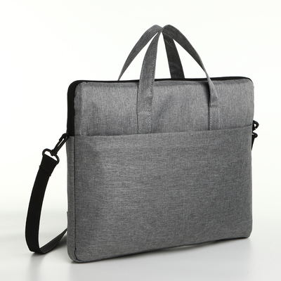 Сумка для ноутбука на молнии, наружный карман, держатель для чемодана, длинный ремень, 37.5×3×27.5 см, серая