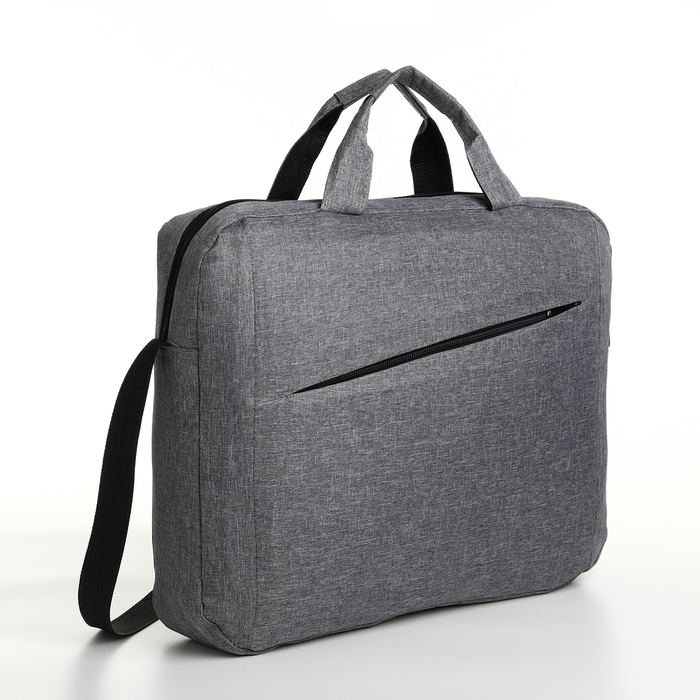 Сумка для ноутбука на молнии, наружный карман, держатель для чемодана, длинный ремень, 40.5×7.5×30.5 см, серая - Фото 1