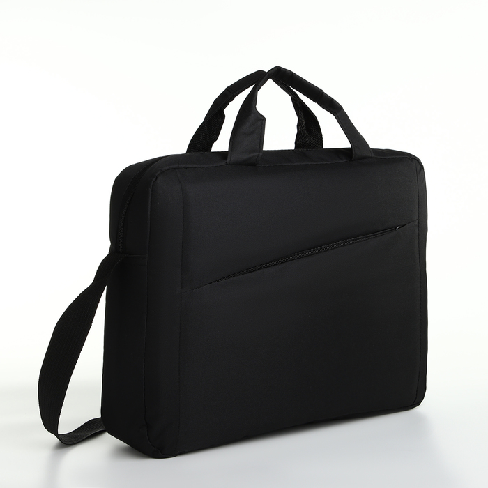 Сумка для ноутбука на молнии, наружный карман, держатель для чемодана, длинный ремень, 40.5×7.5×30.5 см, чёрная - Фото 1