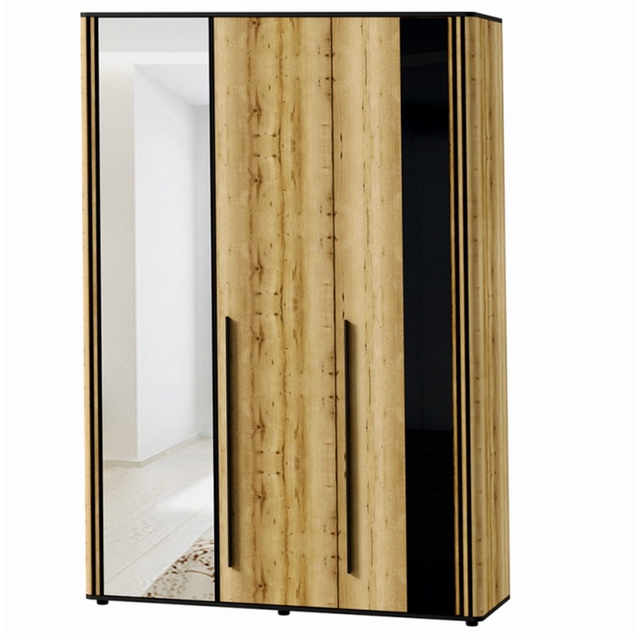 Шкаф трёхстворчатый «Аэлита С10», 1500×534×2200 мм, цвет дуб вотан/чёрный - Фото 1