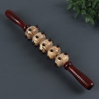 Массажёр «Скалка», универсальный, 36.5×5.8 см, 5 шаров с шипами, деревянный - Фото 2