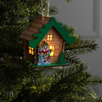 Подвеска световая «Дом снеговика», 9×5х8.5 см, 1 LED, от батареек AG10×3, свечение тёплое белое