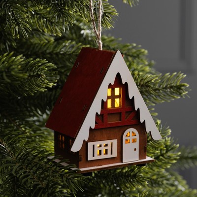 Подвеска световая «Зимний домик», 9×5.5×10 см, 1 LED, от батареек AG10×3, свечение тёплое белое
