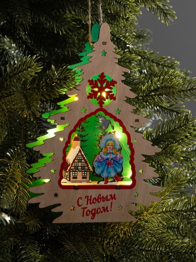 Подвеска световая «Снегурочка», 16×3×22.5 см, 6 LED, от батареек, свечение тёплое белое