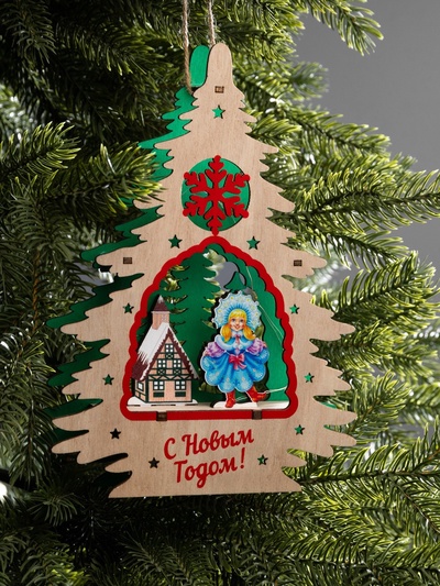 Подвеска световая «Снегурочка», 16×3×22.5 см, 6 LED, от батареек, свечение тёплое белое