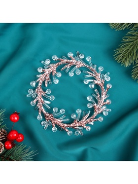 Ёлочная игрушка «Зимнее волшебство. Венок сияние» пластик, 14?14 см, прозрачно-розовый (комплект 2 шт)