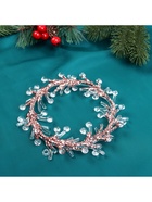 Ёлочная игрушка «Зимнее волшебство. Венок сияние» пластик, 14×14 см, прозрачно-розовый - Фото 3