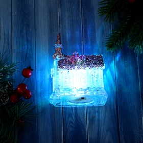 Ёлочная игрушка «Зимнее волшебство. Домик сияние блеск», световое, 11×8.5 см, прозрачный