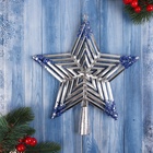 Звезда на ёлку (верхушка) объёмная 23×20.5 см, серебристо-синий - Фото 2