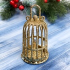 Ёлочная игрушка «Зимнее волшебство. Клетка блеск» пластик, 12,5х6,5 см, золото - Фото 2