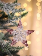 Ёлочная игрушка «Зимнее волшебство. Звезда сияние кончики блеск», 12×12 см, прозрачно-розовый 10514231