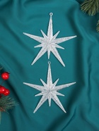 Ёлочные игрушки 2 шт. «Зимнее волшебство. Звезда сияние» пластик, 11.5×11.5 см, белый 10514246