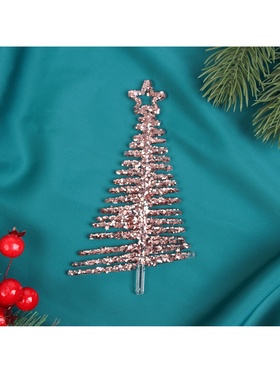 Ёлочная игрушка «Зимнее волшебство. Ёлочка сияние звезда», 14?8 см, розовый (комплект 3 шт)