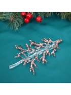 Ёлочная игрушка «Зимнее волшебство. Ёлочка блеск сияние», 15×9 см, прозрачно-розовый - Фото 3