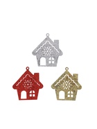 Ёлочные игрушки 3 шт. «Дом со снежинкой» 9×8 см, МИКС 10514256