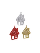Ёлочные игрушки 3 шт. «Дом со снежинкой» 9×8 см, МИКС - Фото 5