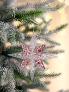 Ёлочная игрушка «Зимнее волшебство. Звезда сияние серединка блеск», 12×12 см, прозрачно-розовый - Фото 4