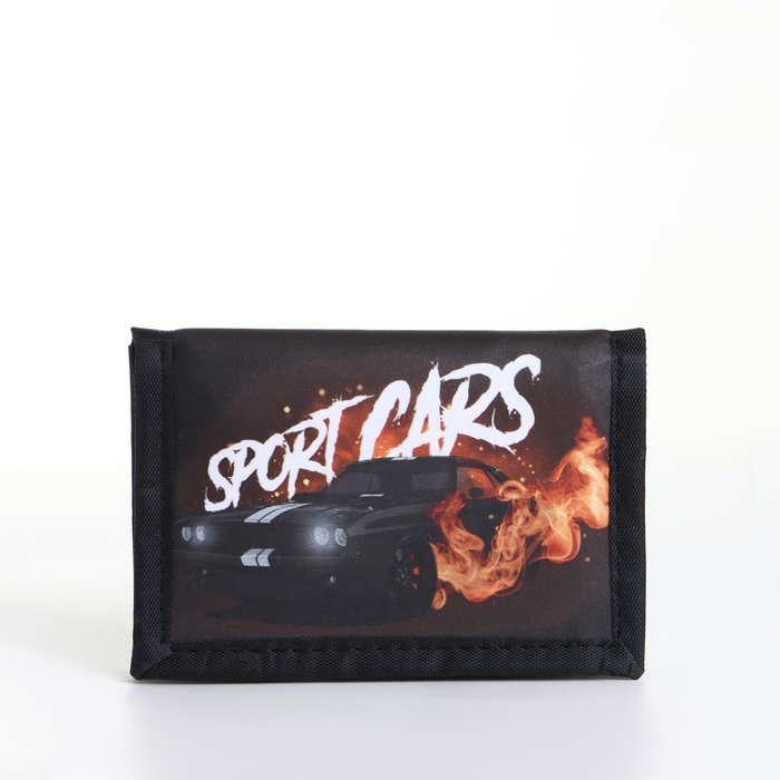 Кошелёк детский Sport cars Выбражулька, на липучке, чёрный - Фото 1