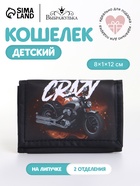 Кошелёк детский Crazy Выбражулька, на липучке, чёрный - Фото 1