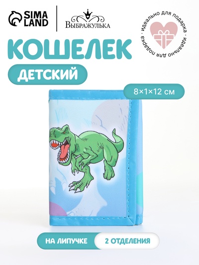 Кошелёк детский «Рэкс» Выбражулька, на липучке, голубой