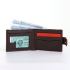 Портмоне мужское, на кнопке, коричневое - Фото 3