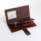 Портмоне мужское, на магните, три отделения, коричневое - Фото 2