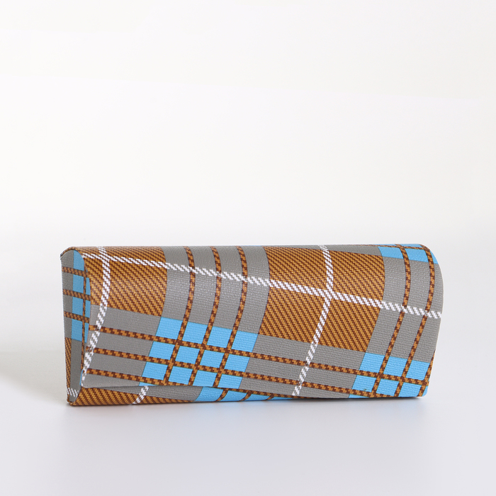 Футляр для очков на магните, в клетку, размер 16×6×3.3 см, коричневый/голубой - Фото 1