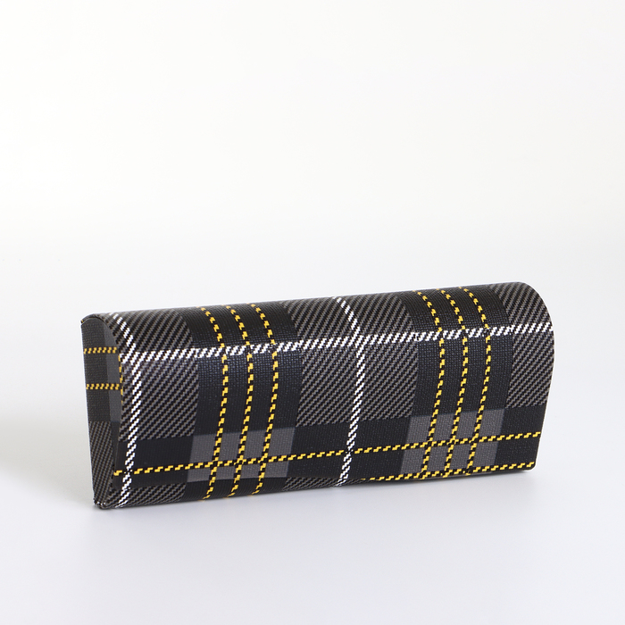 Футляр для очков на магните, в клетку, размер 16×6×3.3 см, чёрный/жёлтый - Фото 1