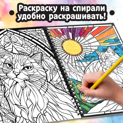 Раскраска - антистресс «Кэтсбук», 100 картинок, формат А4