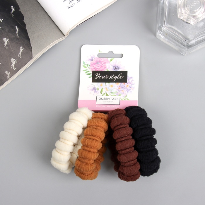 Резинки для волос «Махрушка спорт», набор 4 шт., полосы узор объём, 4.5 см - Фото 1