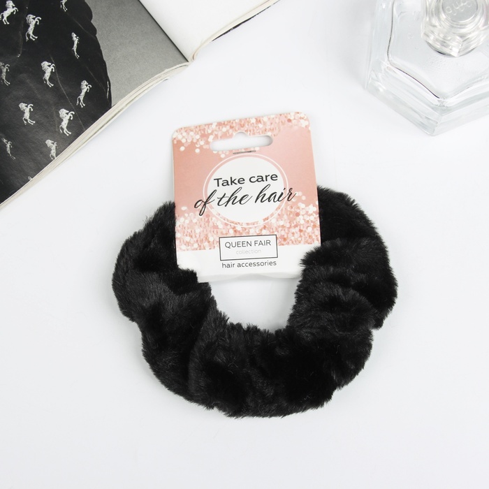 Резинка для волос QF «Орбита», нежность, 9 см, чёрная - Фото 1